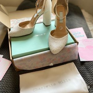 Charlotte Mills Juniper Pearl Wide Fit bridal shoes